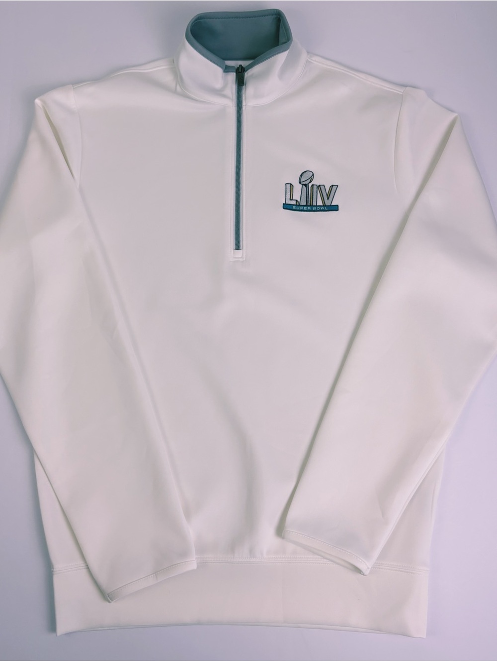 Super Bowl LIV 54 Antigua 1/4 Zip Pullover Men's S White Chiefs 49ers NFL